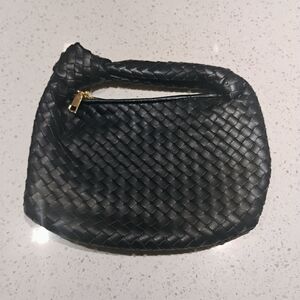 Melie Bianco Black Drew Small Vegan Leather Woven Bag - NWOT